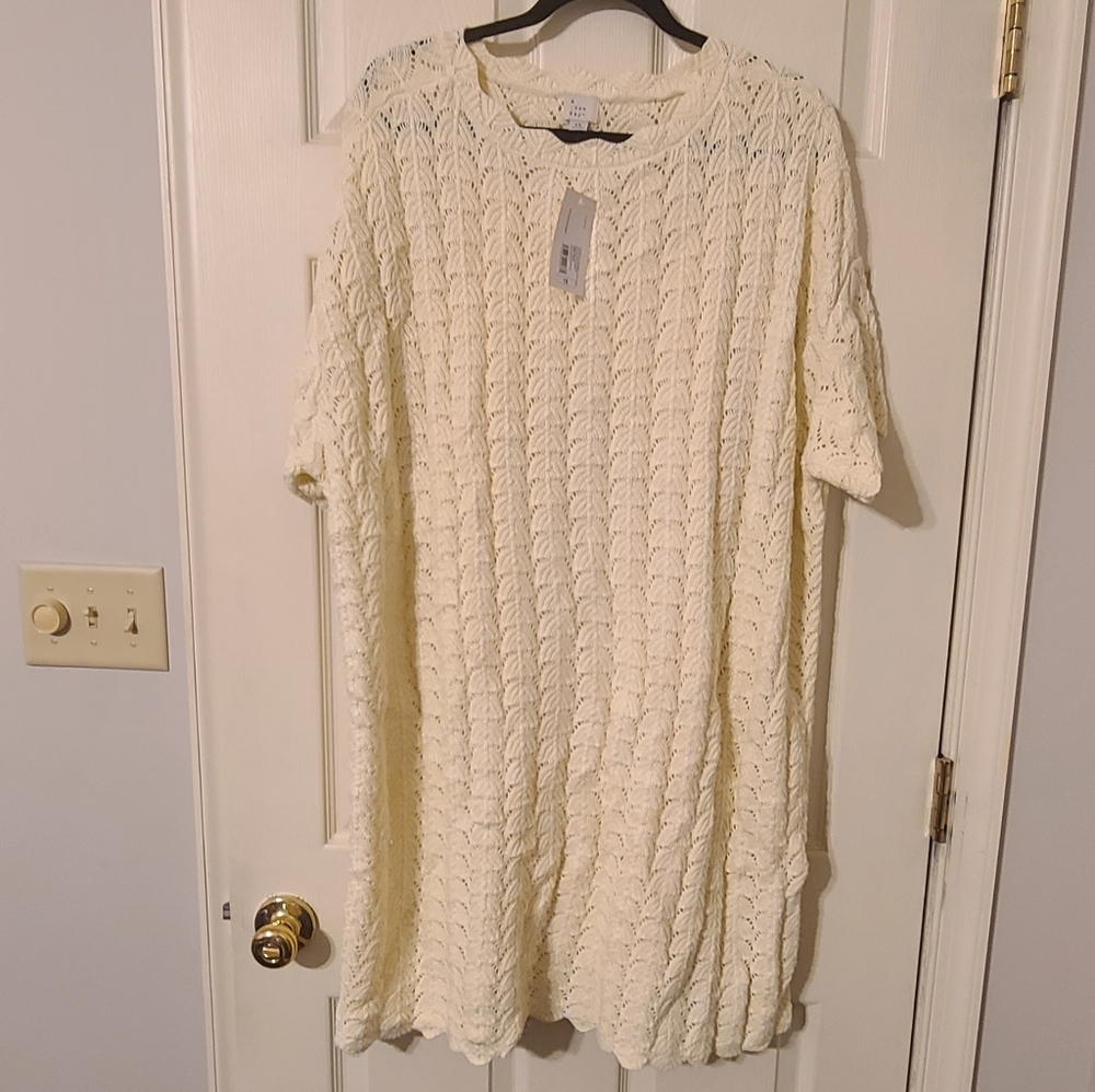 a new day Cream Cable Knit Scoop-Neck Short-Sleeve Dress